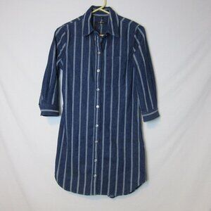 7 FOR ALL MANKIND Dress Striped Denim Button Up Collared Western Boho Women's XS